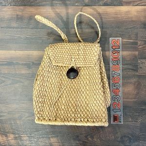 Wicker Backpack Small Drawstring Beach Picnic